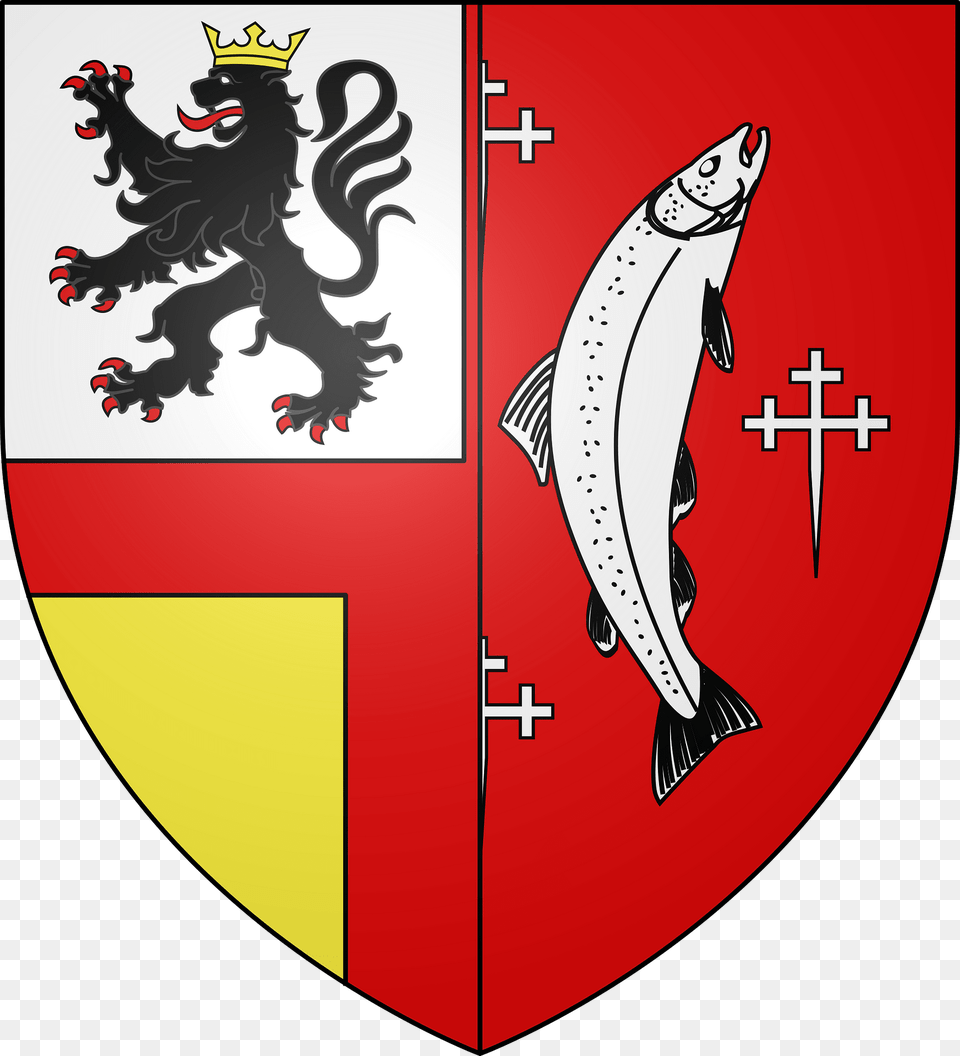 Blason De La Ville De Eincheville Moselle Clipart, Armor, Shield, Animal, Fish Free Transparent Png