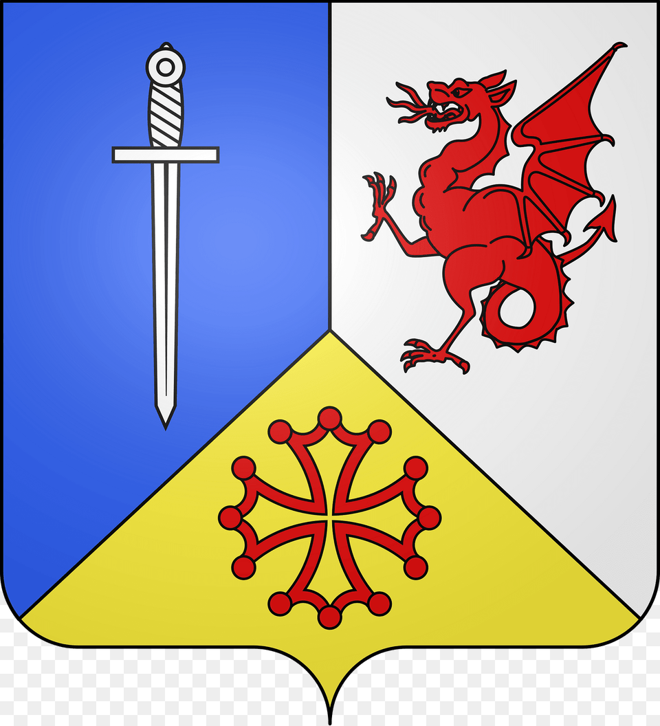Blason De La Ville De Saint Georges Tarn Et Garonne Clipart, Cross, Sword, Symbol, Weapon Png