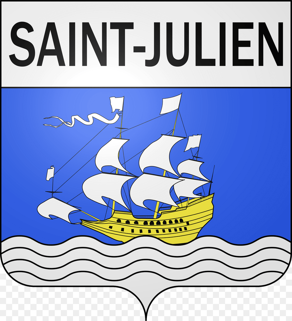 Blason De La Ville De Saint Julien De La Nef 30 Clipart, Advertisement, Boat, Sailboat, Transportation Png Image