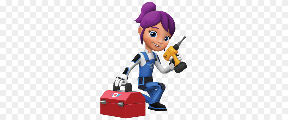 Blaze And The Monster Machines Gabby With Toolbox Transparent, Baby, Person, Device, Power Drill Png