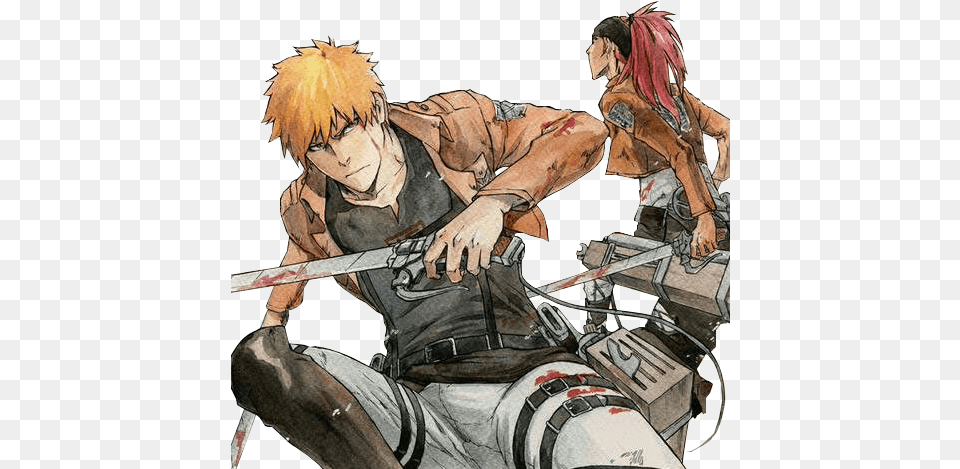 Bleach Shingeki Sticker Crossover Anime X Bleach, Book, Comics, Publication, Adult Free Transparent Png