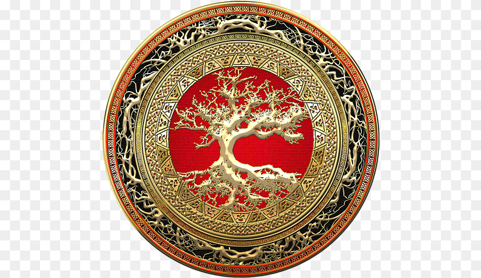 Bleed Area May Not Be Visible Celtic Goldred Tree Of Life Glass Cabochon Tibet Silver, Accessories, Home Decor, Pattern Free Png Download
