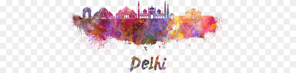Bleed Area May Not Be Visible Delhi Skyline Watercolor, Purple, Art, Modern Art, Chandelier Png Image