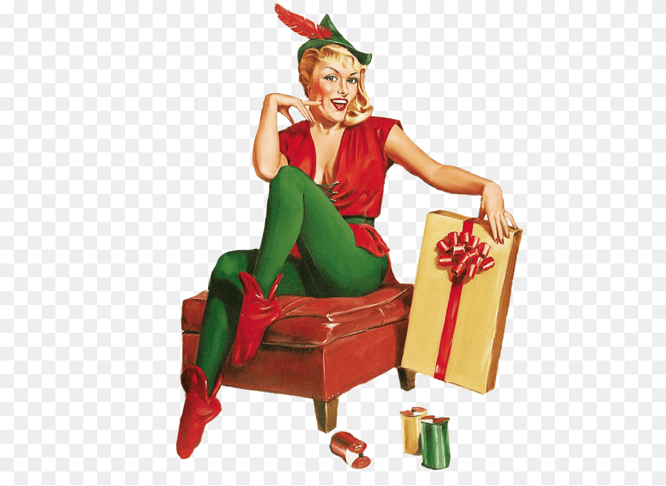 Bleed Area May Not Be Visible Elvgren Pin Ups Christmas, Adult, Female, Person, Woman Free Png Download