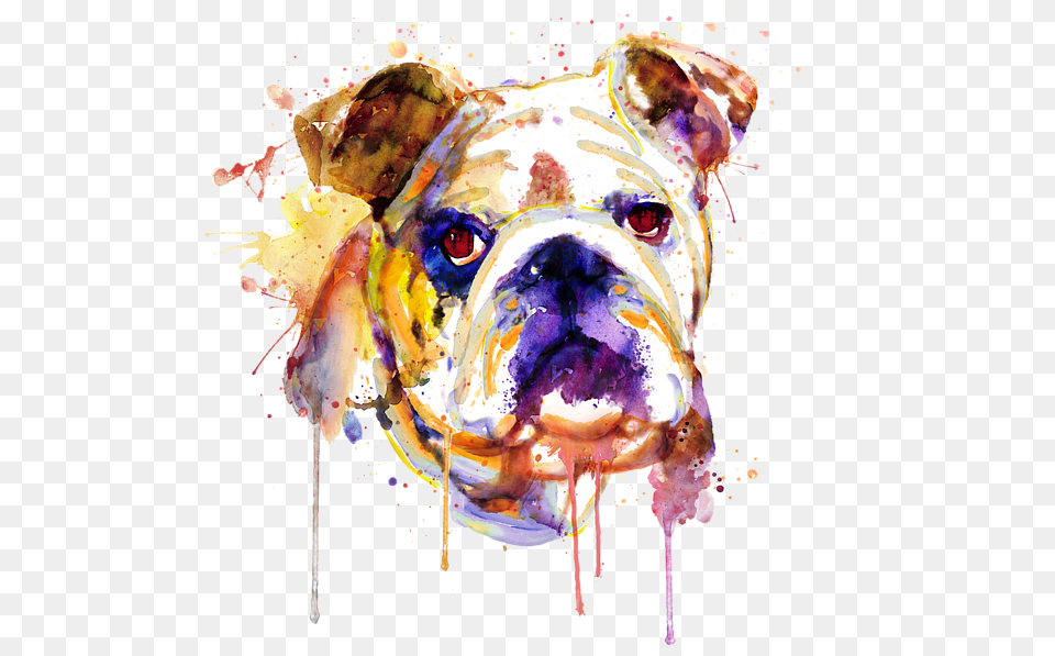 Bleed Area May Not Be Visible English Bulldog Purple Painting, Animal, Canine, Dog, Mammal Png