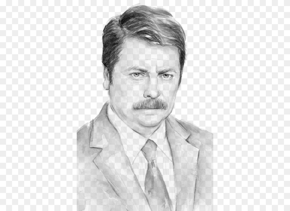 Bleed Area May Not Be Visible Ron Swanson Canvas Print Small By Olechka, Adult, Person, Man, Male Png