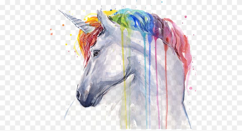 Bleed Area May Not Be Visible Unicorn Rainbow Watercolor, Art, Modern Art, Painting, Animal Free Png