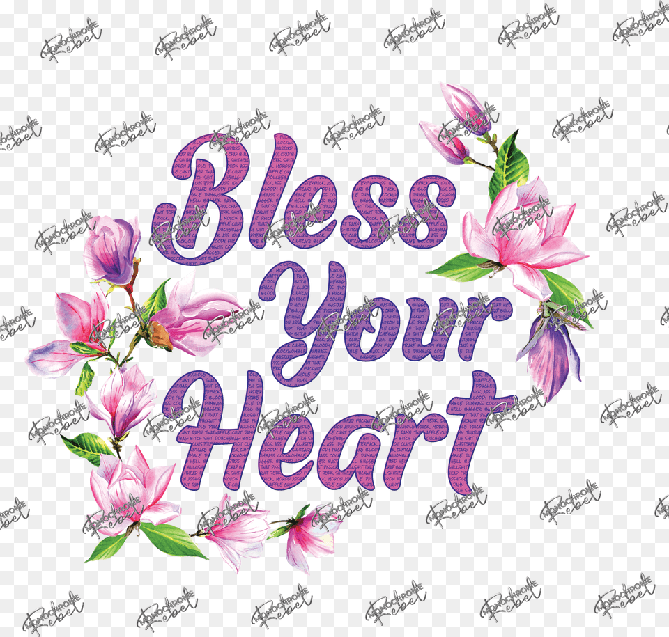 Bless Your Heart Magnolia Floral, Art, Purple, Mail, Greeting Card Free Transparent Png