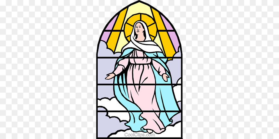 Blessed Assumption Royalty Vector Clip Art Illustration, Person, Face, Head, Stained Glass Free Transparent Png