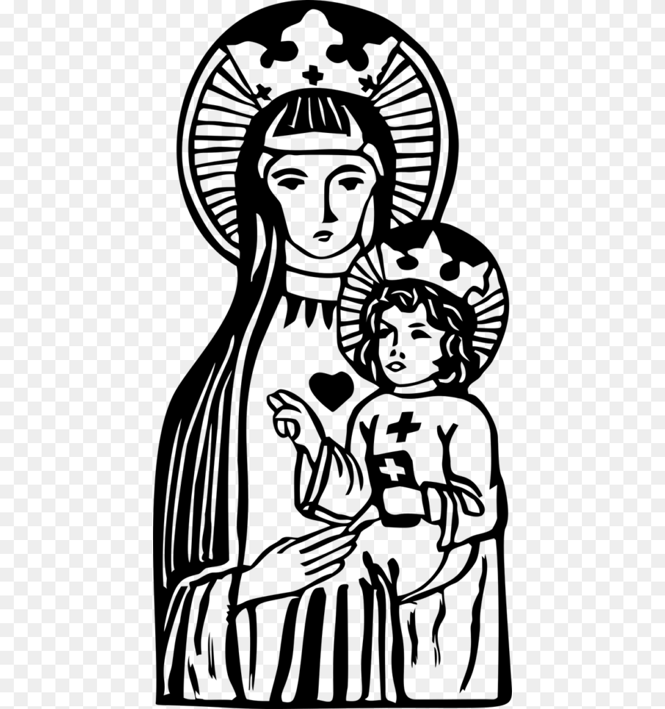 Blessed Virgin Mary Clipart Bunda Maria Vector, Gray Png Image