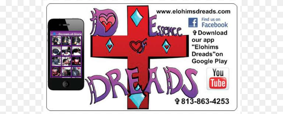 Blessings From Love Our Elohim39s D39essence Of Dreads Find Us On Facebook, Logo, Electronics, Mobile Phone, Phone Free Png Download