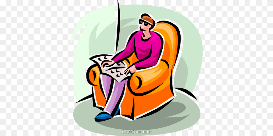 Blind Person Reading A Book Royalty Vector Clip Art, Chair, Furniture, Armchair, Adult Png