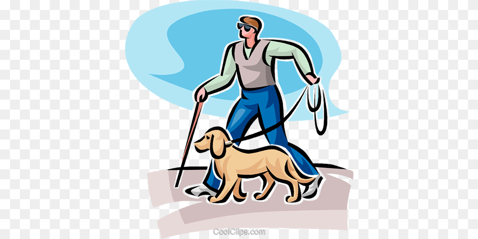 Blind Person Walking Royalty Free Vector Clip Art Illustration, Cleaning, Animal, Canine, Mammal Png