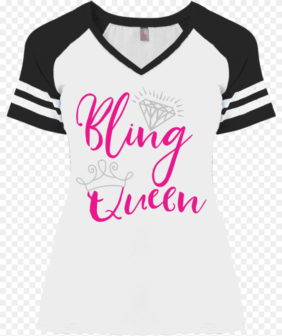 Bling Queen Tee Short Sleeve With Stripes Sizes T Shirt, Clothing, T-shirt, Person Free Transparent Png