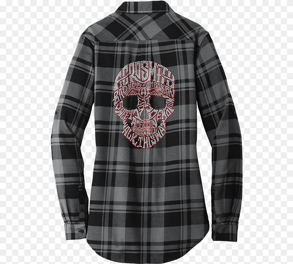 Bling Skull Flannel Tunic Black Women Plaid, Long Sleeve, Clothing, Sleeve, Shirt Free Png Download