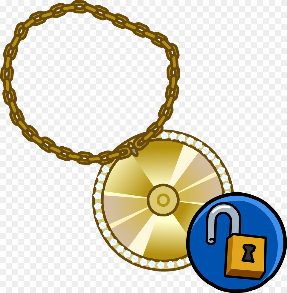 Blingbling Neck Club Penguin Blue, Gold, Accessories, Jewelry, Necklace Png Image