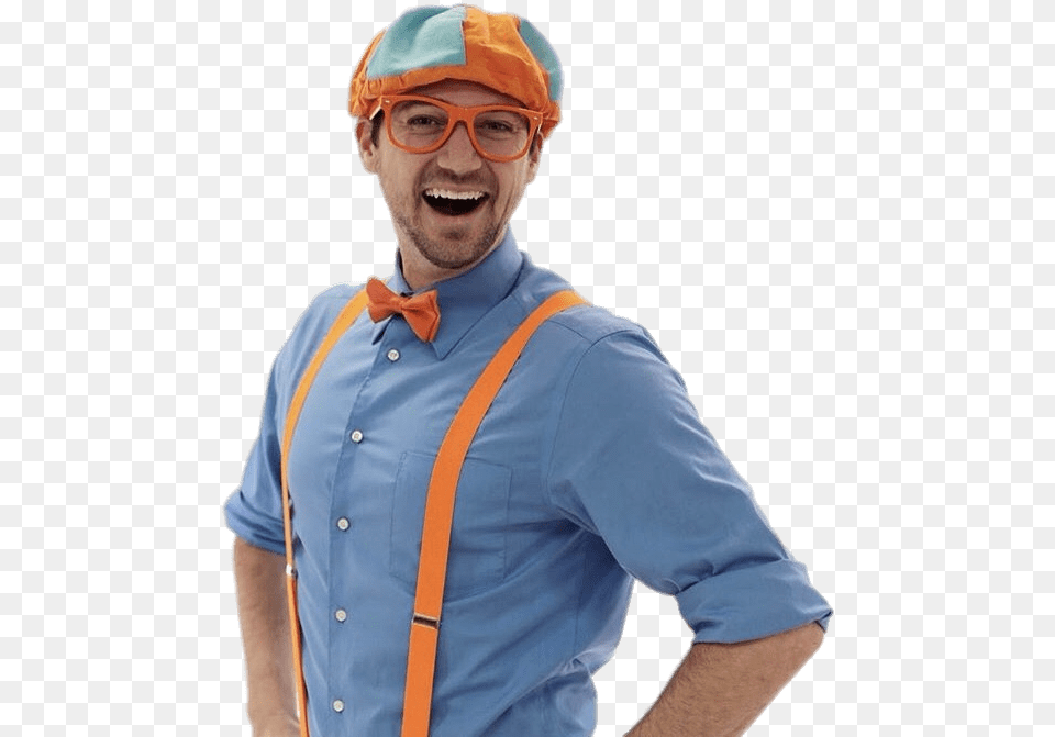 Blippi Laughing Blippi Hat, Accessories, Shirt, Person, Man Png