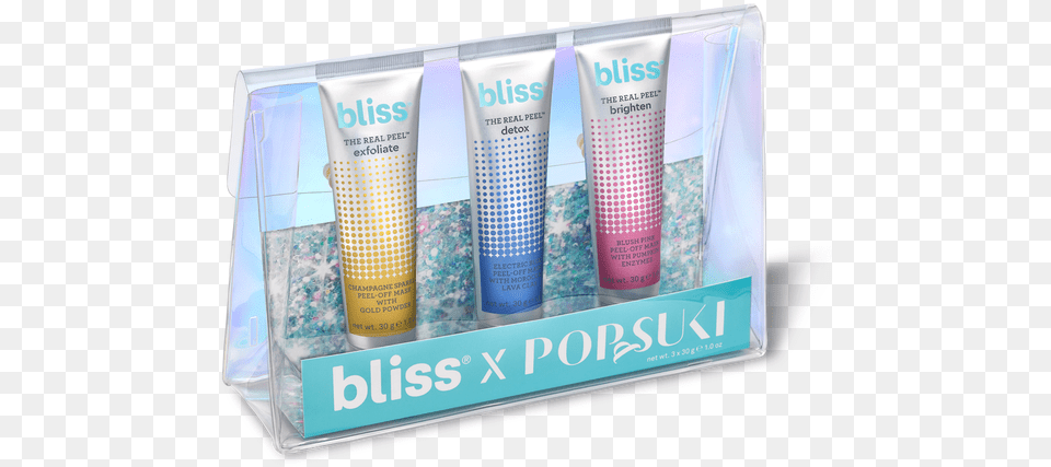 Bliss X Pop Amp Suki The Real Peel Box, Bottle, Lotion, Cosmetics Png