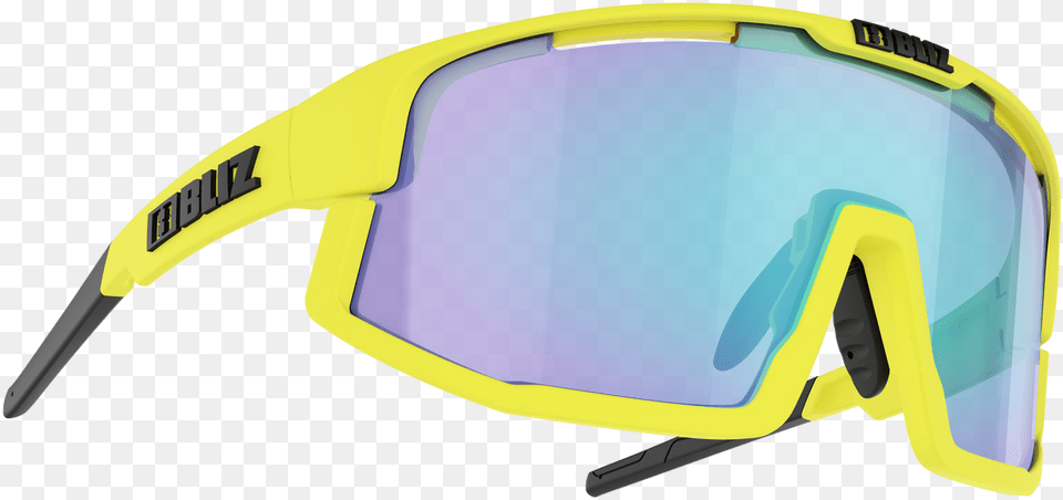 Bliz Vision Yellow Frame Smoke With Blue Multi Lens Bliz Vision Yellow, Accessories, Goggles, Sunglasses Png Image