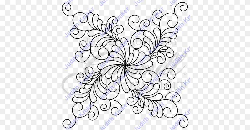 Blk Dwr Feather Swirl Center Line Art Free Png