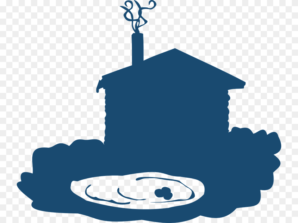 Blockhouse House Pond Sauna Silhouette Blue Silhouette Sauna, Bird Feeder, People, Person Png Image