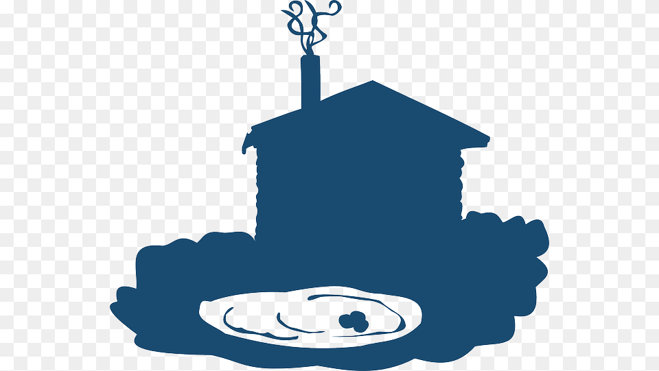 Blockhouse House Pond Sauna Silhouette Blue Silhouette Sauna, Bird Feeder, Outdoors, People, Person Free Png Download