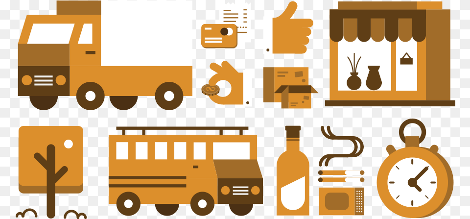 Blockies Stylish Retro Minimalistic Illustrations, Bus, Transportation, Vehicle, School Bus Png Image