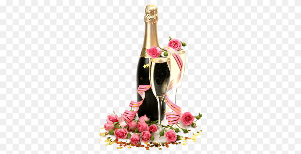 Blog Catlico Champagne Bottle Pink Clipart, Flower, Flower Arrangement, Flower Bouquet, Glass Png Image