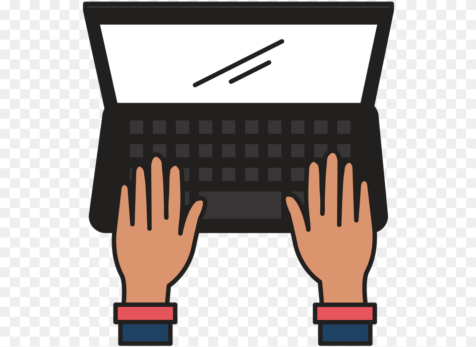 Blog Typing Laptop Hand Illustration, Computer, Computer Hardware, Computer Keyboard, Electronics Free Png Download