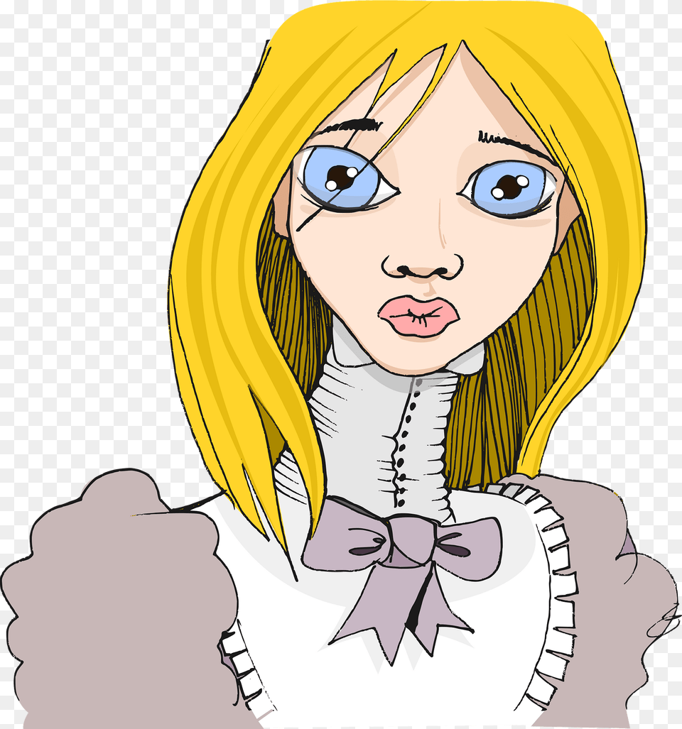 Blond Blue Eyed Girl Clipart, Book, Comics, Publication, Adult Png Image