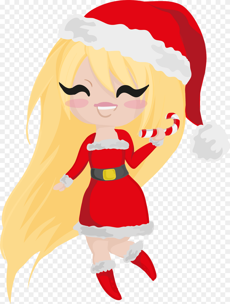 Blond Girl In Santa Hat Clipart, Elf, Baby, Person, Face Png Image
