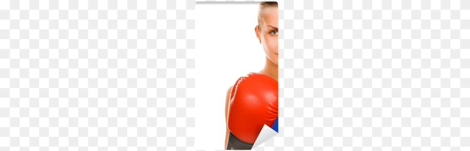 Blond Girl With A Red Boxing Glove Wall Mural Pixers Boxing, Adult, Clothing, Female, Person Free Transparent Png