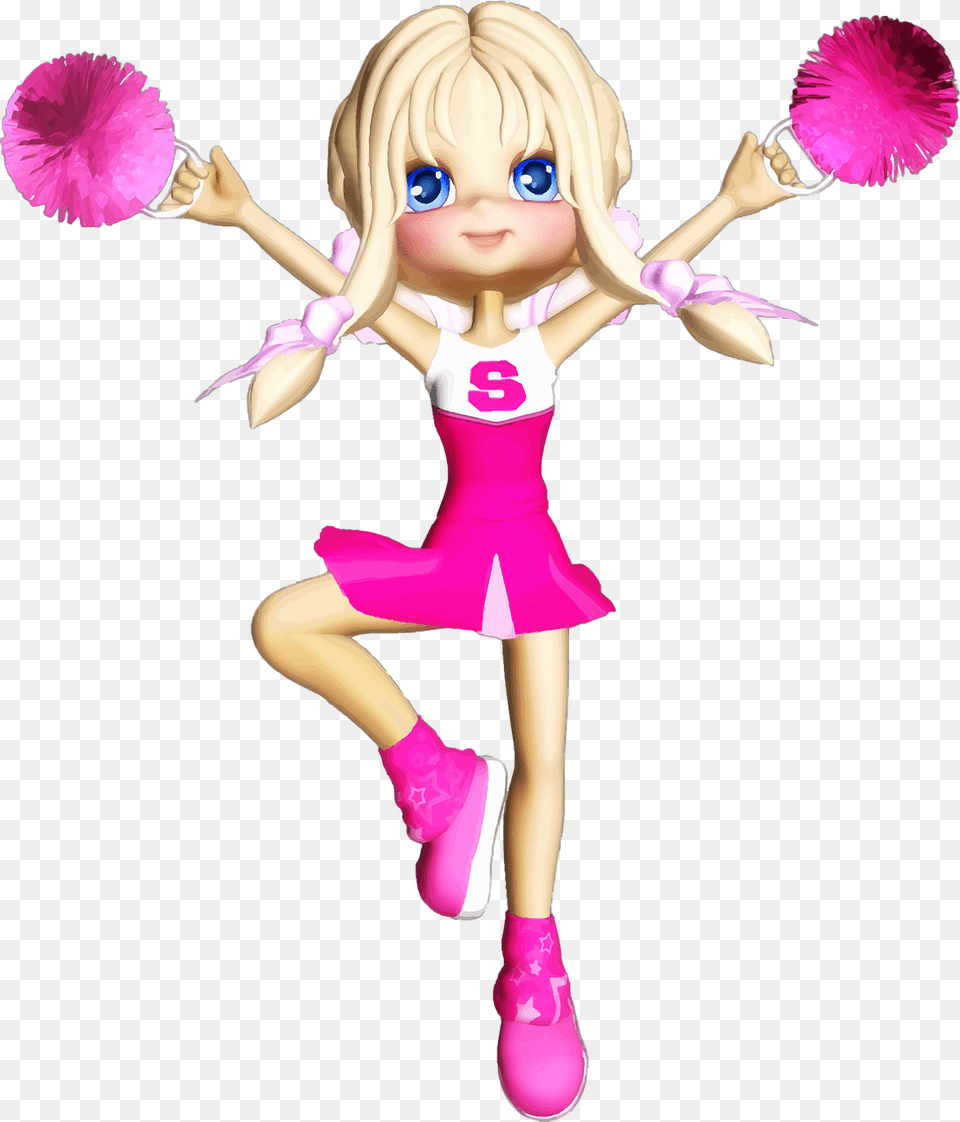 Blonde Cartoon Cheerleader Comic Cartoon Cheerleader, Toy, Doll, Person, Girl Free Png Download