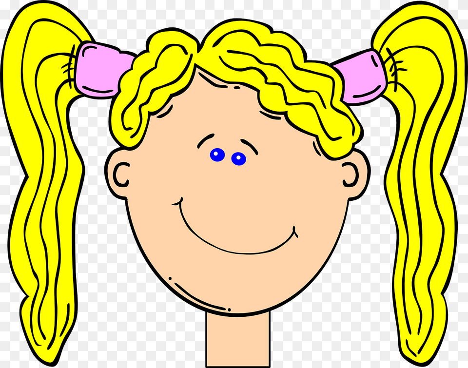 Blonde Clipart Girl Face Black And White Clipart, Banana, Food, Fruit, Plant Png Image