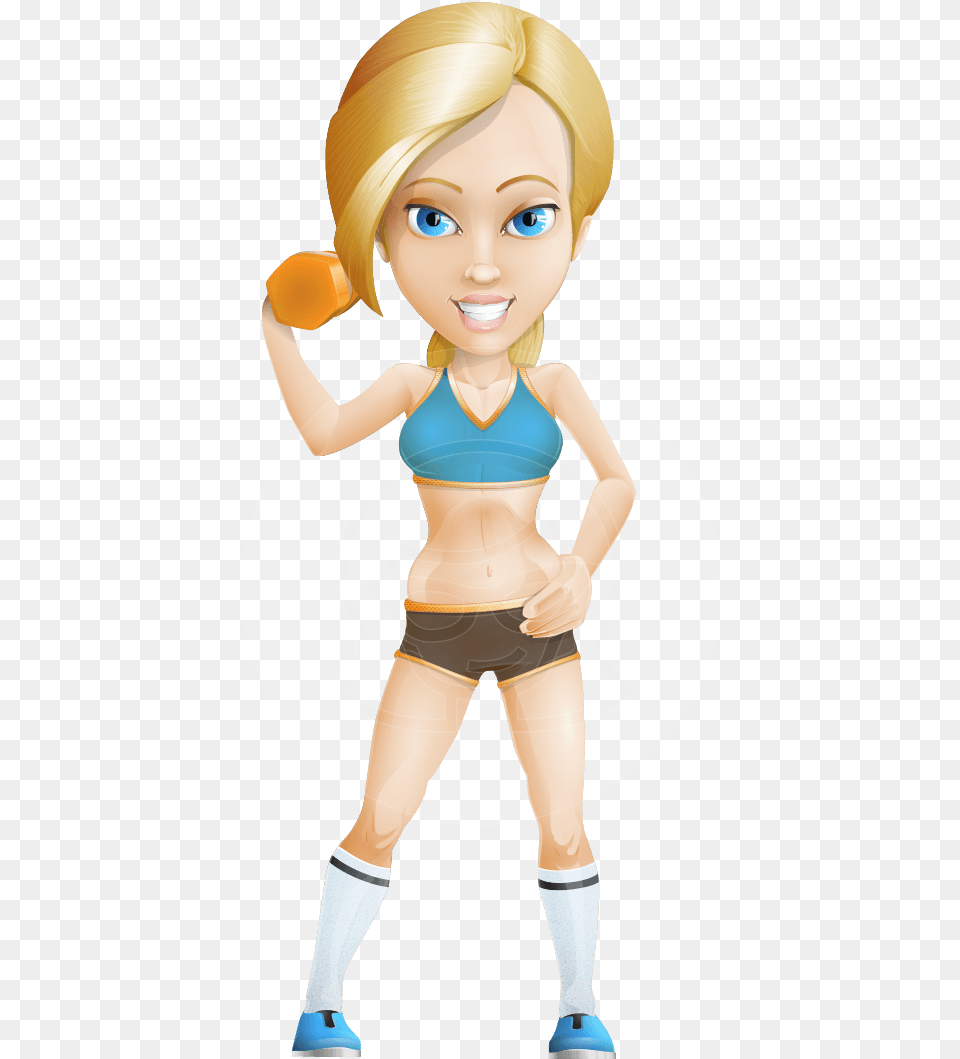 Blonde Sports Girl Cartoon Vector Character Aka Workout Cartoon Workout Girl, Person, Face, Head, Figurine Png