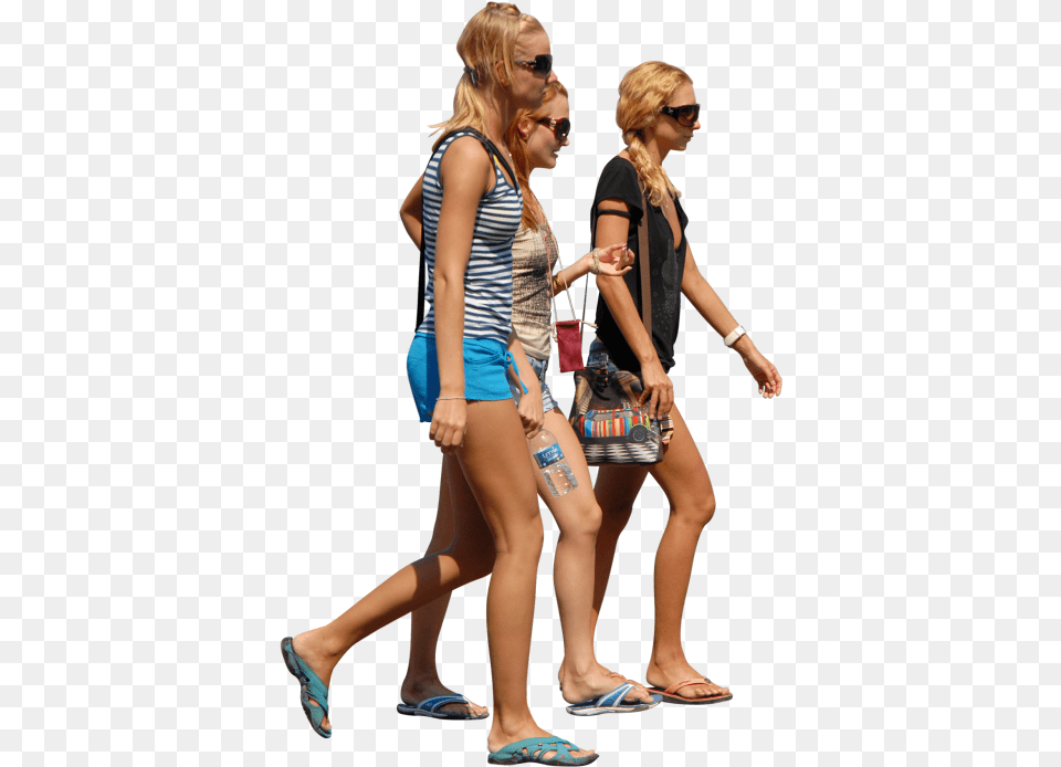 Blonde Women Walking In Group People Bar, Accessories, Shorts, Bag, Clothing Free Png