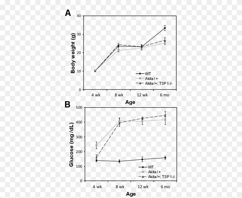 Blood Glucose And Body Weight In Wild Type And Akita Diagram, Chart, Plot, Measurements Free Png Download