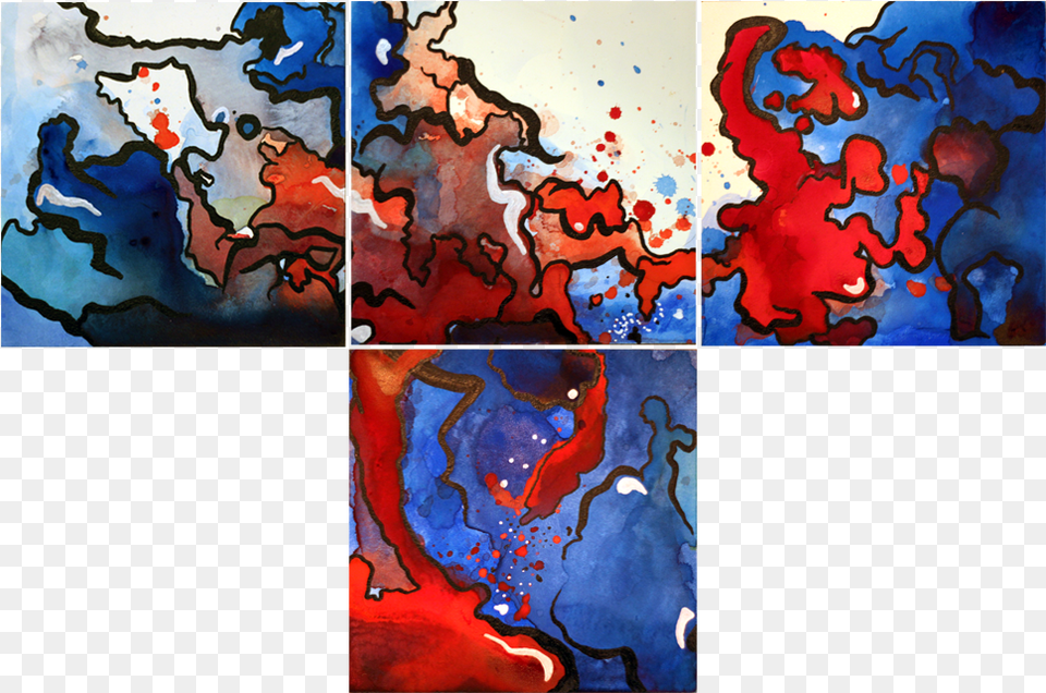 Blood In The Water Watercolor And Acrylic On Aquarbord Water, Art, Modern Art, Painting, Canvas Free Transparent Png
