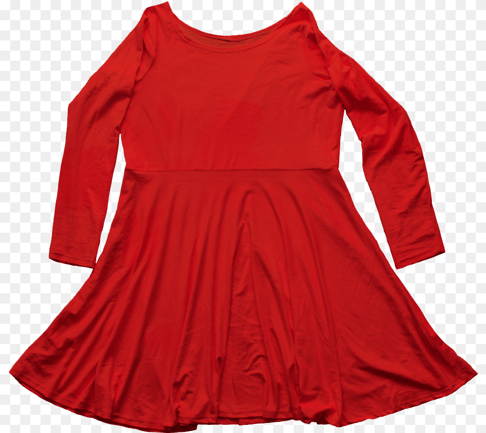 Blood Red Velvet Skater Dress Day Dress, Clothing, Long Sleeve, Sleeve, Formal Wear Png