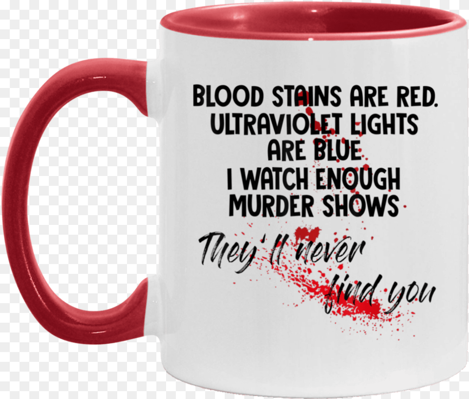 Blood Stains Are Red Ultraviolet Lights Blue I Watch Bloodstain, Cup, Beverage, Coffee, Coffee Cup Free Png Download