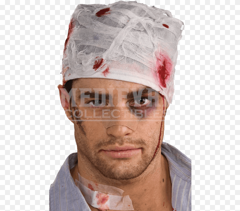 Bloody Head Bandage Head Bandage, Adult, Man, Male, Injury Png Image