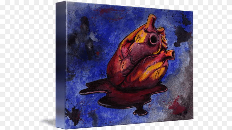 Bloody Heart Modern Art, Canvas, Aquatic, Water, Painting Free Png Download