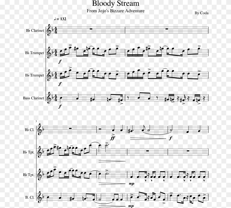 Bloody Stream Sheet Music Composed By By Coda 1 Of Music, Gray Free Png Download
