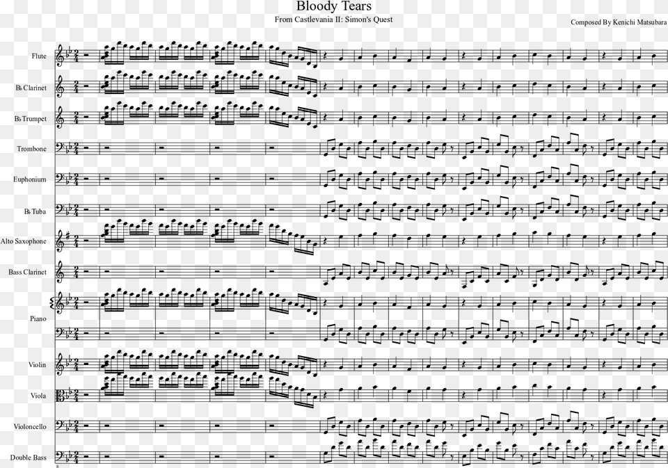 Bloody Tears Sheet Music Composed By Composed By Kenichi Document, Gray Png Image