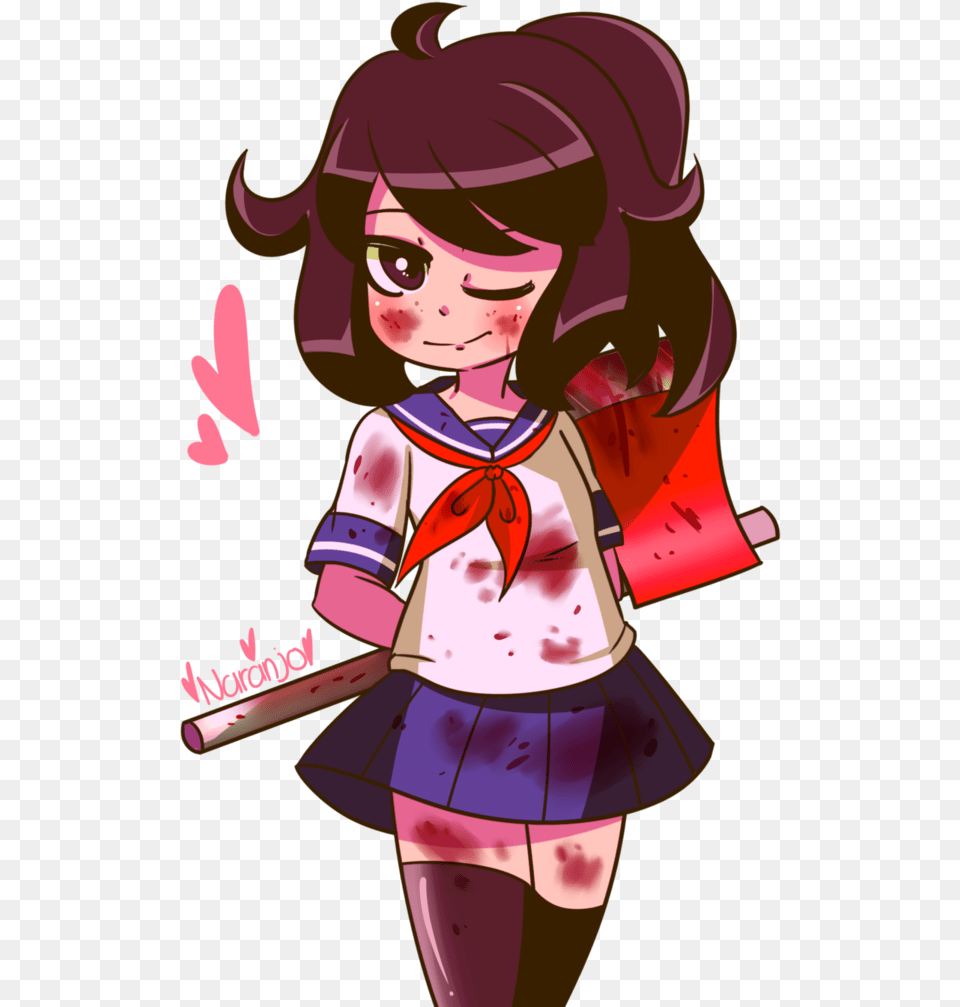 Bloody Yandere Chan By Marynaranjo Yandere Chan In Blood, Book, Clothing, Comics, Dress Png