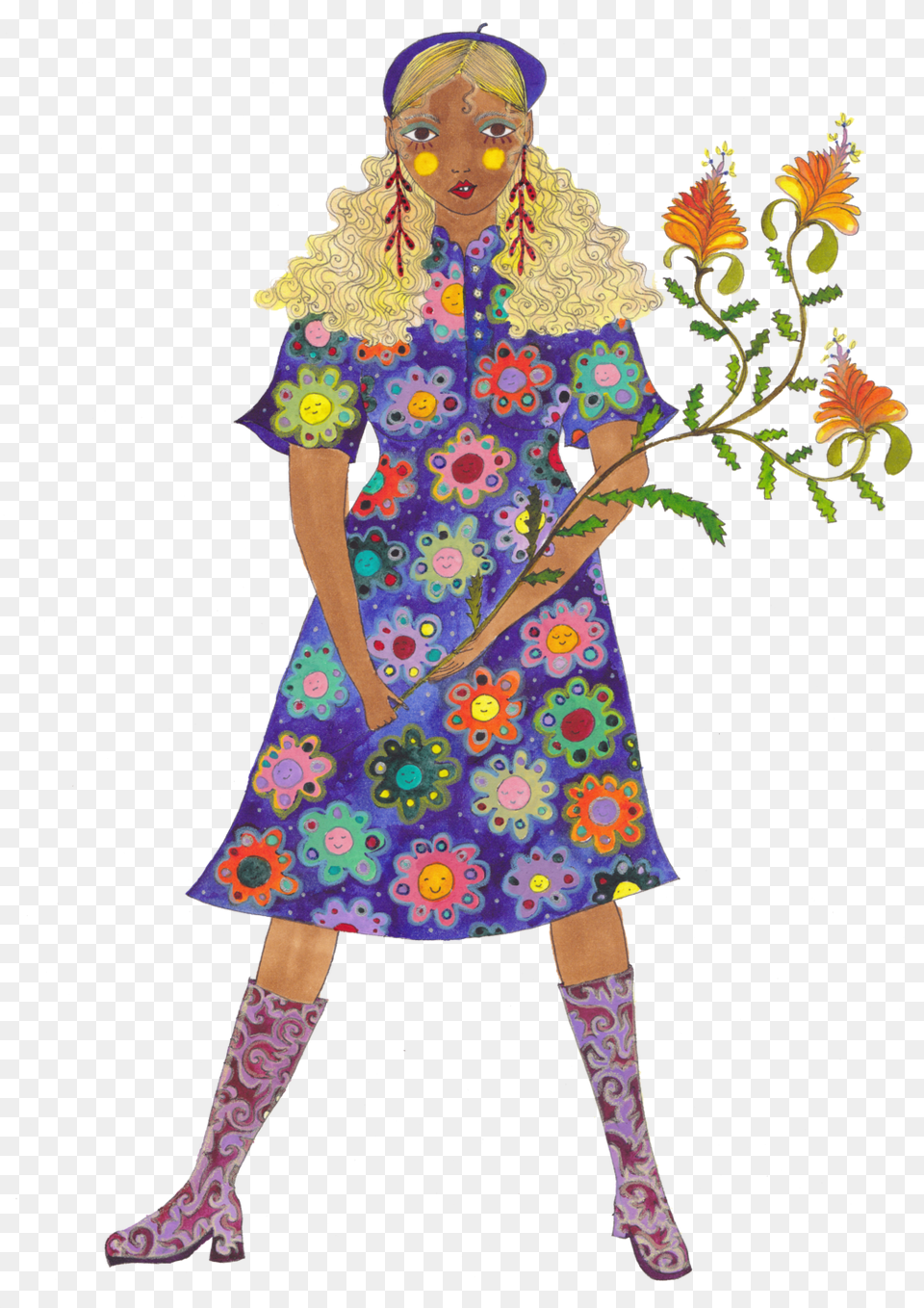 Bloom, Art, Person, Pattern, Hippie Png