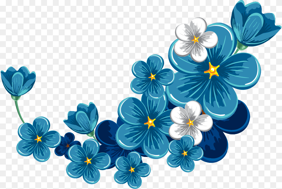 Bloom Flower Blue Frame Border Flowers White Bouquet Blue Flower Border, Art, Floral Design, Graphics, Pattern Free Png Download