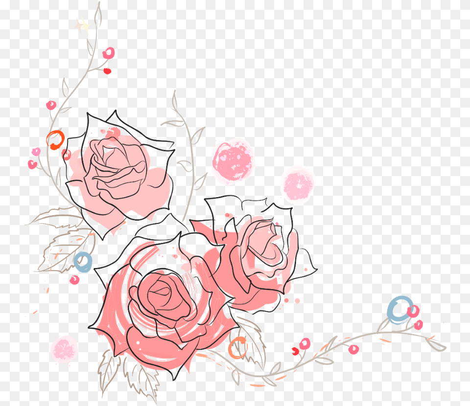 Bloom Flower Pink Rose Sticker By Bibek Kumar Shah Rose Flower Outline Border, Art, Plant, Pattern, Graphics Free Png Download