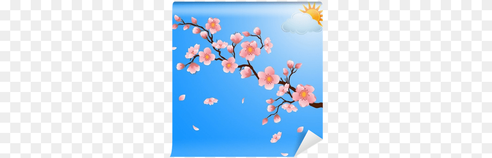 Blooming Cherry Blossom With Falling Petals, Flower, Plant, Cherry Blossom Free Png Download