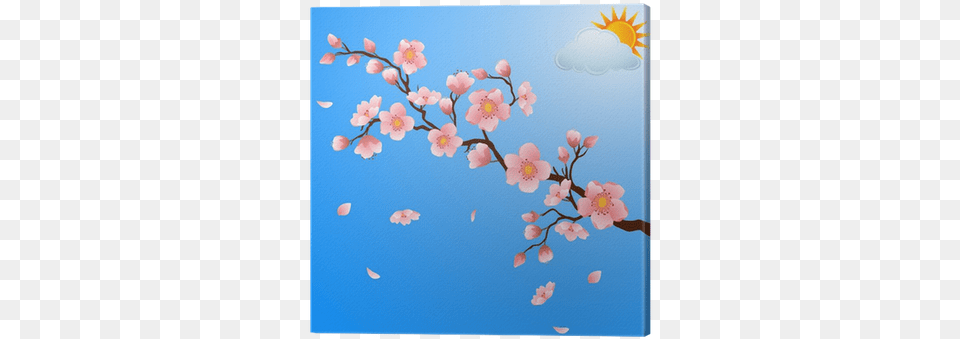 Blooming Cherry Blossom With Falling Petals Cherry Blossom Light Background, Flower, Plant, Cherry Blossom Free Png Download